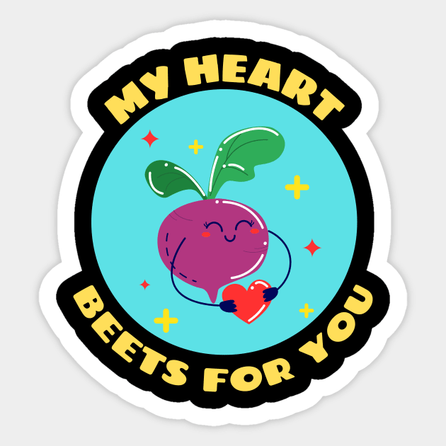 My Heart Beets For You | Cute Beetroot Pun Sticker by Allthingspunny